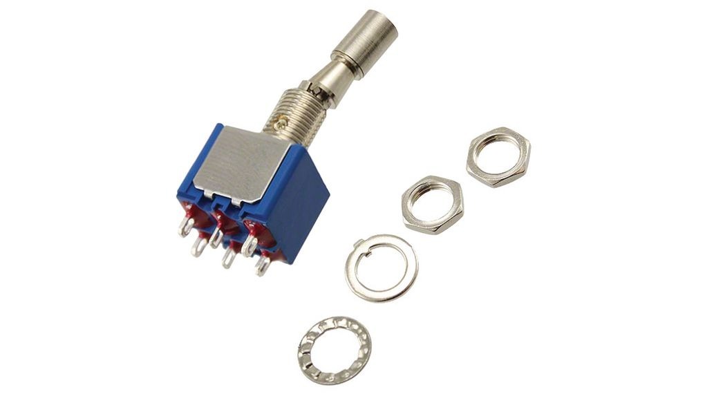 APEM Toggle Switch, PCB Mount, On-On, DPST, Solder Lug Terminal, 125V ac