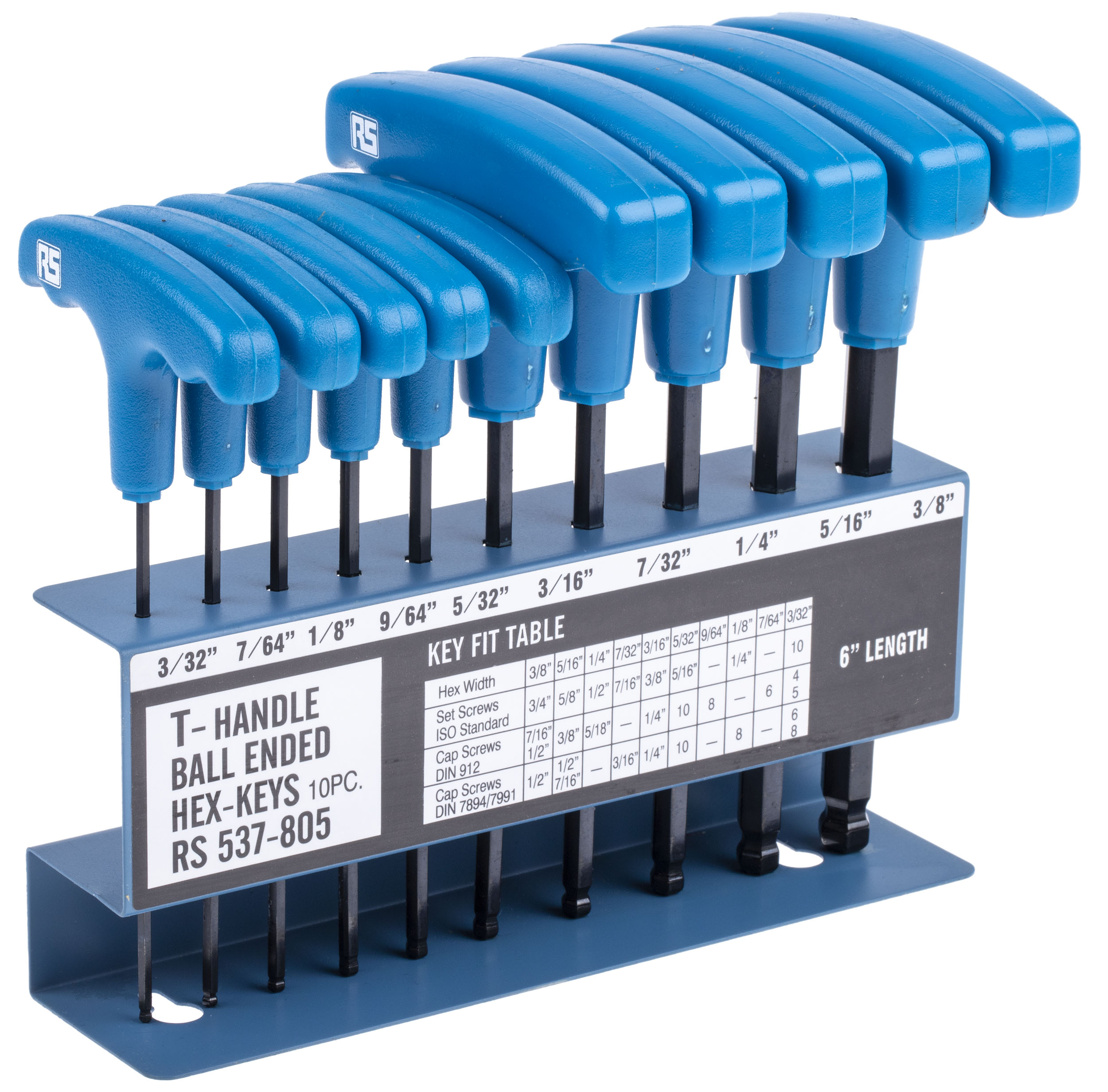 RS PRO 10 piece T Shape Imperial Hex Key Set, 3/32 → 3/8in