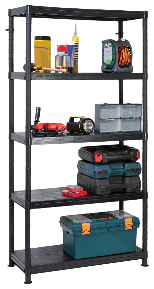 RS PRO Black 5 Shelf Shelving Unit, 1840mm x 900mm, 400mm, 50kg Load