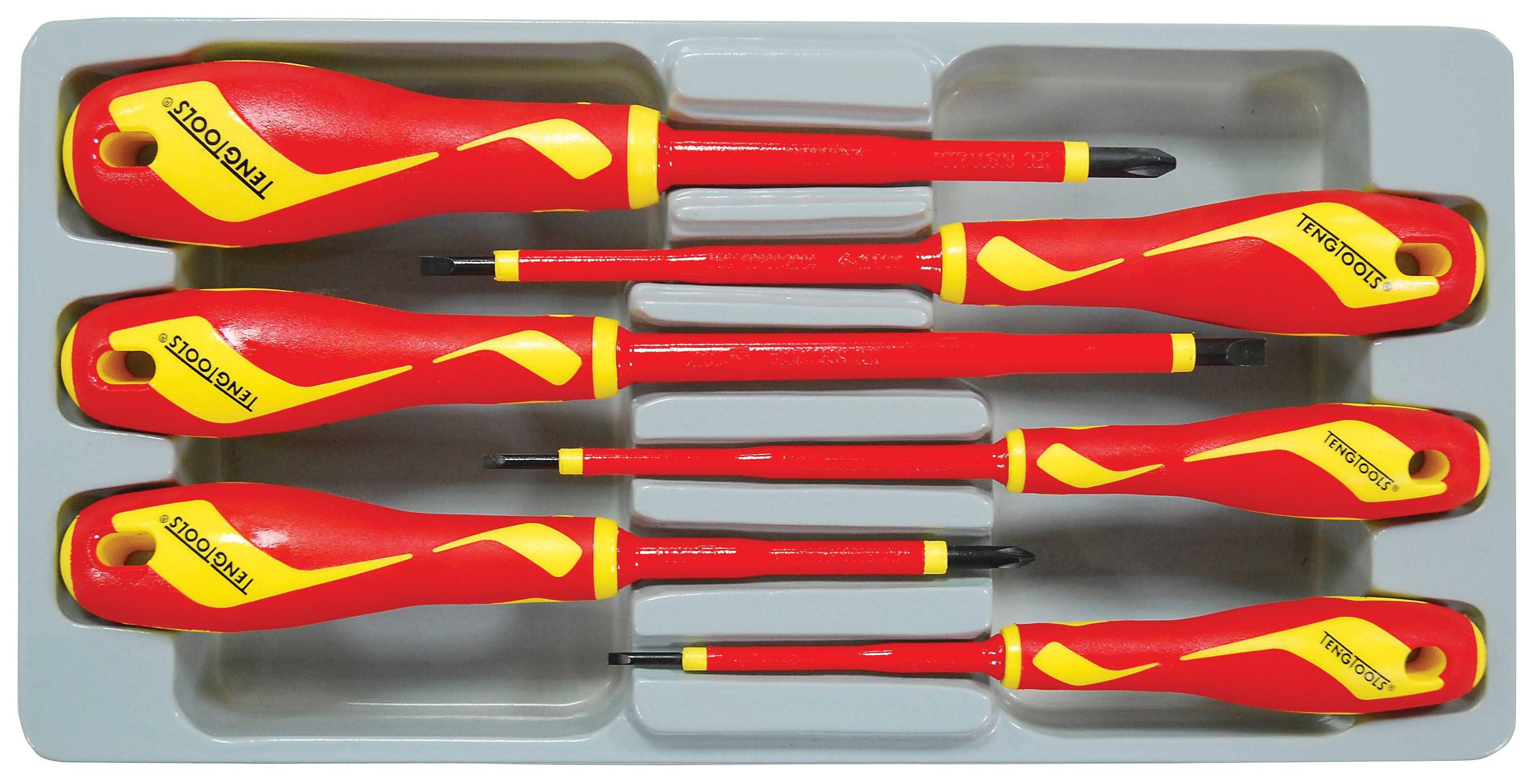 Teng Tools Slotted Insulated Screwdriver Set, 6-Piece
