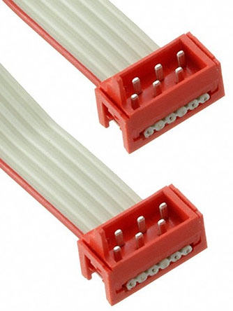 TE Connectivity Micro-MaTch Series Flat Ribbon Cable, 6-Way, 1.27mm Pitch, 75.5mm Length, Micro-MaTch IDC to