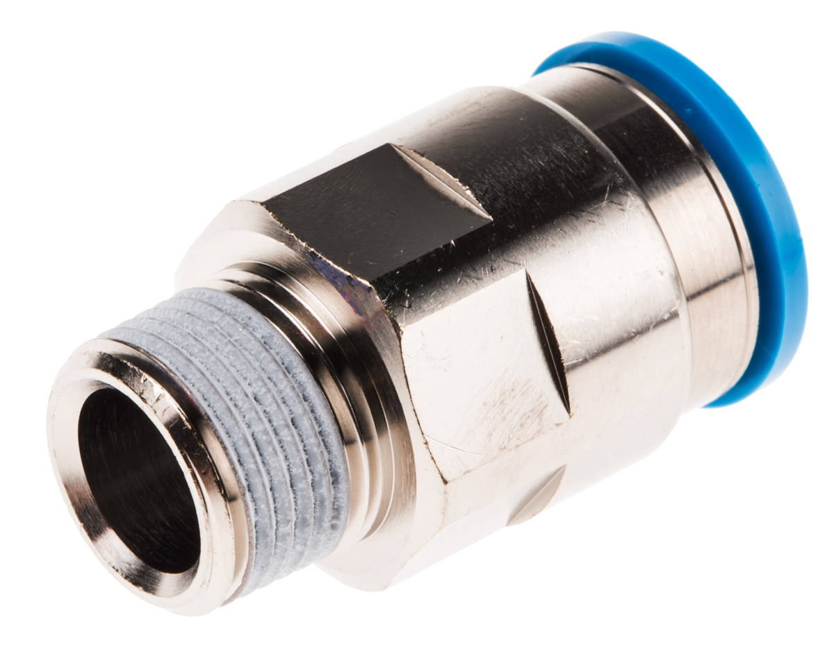 Festo QS Series Straight Threaded Adaptor, R 3/8 Male to Push In 16 mm, Threaded-to-Tube Connection Style, 164957