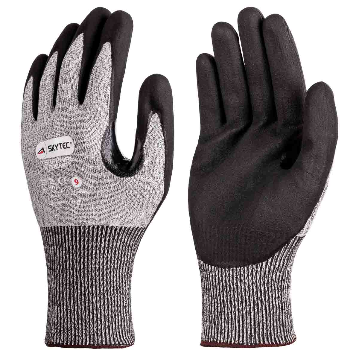 Skytec Black, Grey Nitrile Foam Work Gloves, Size 9, Foam Coating
