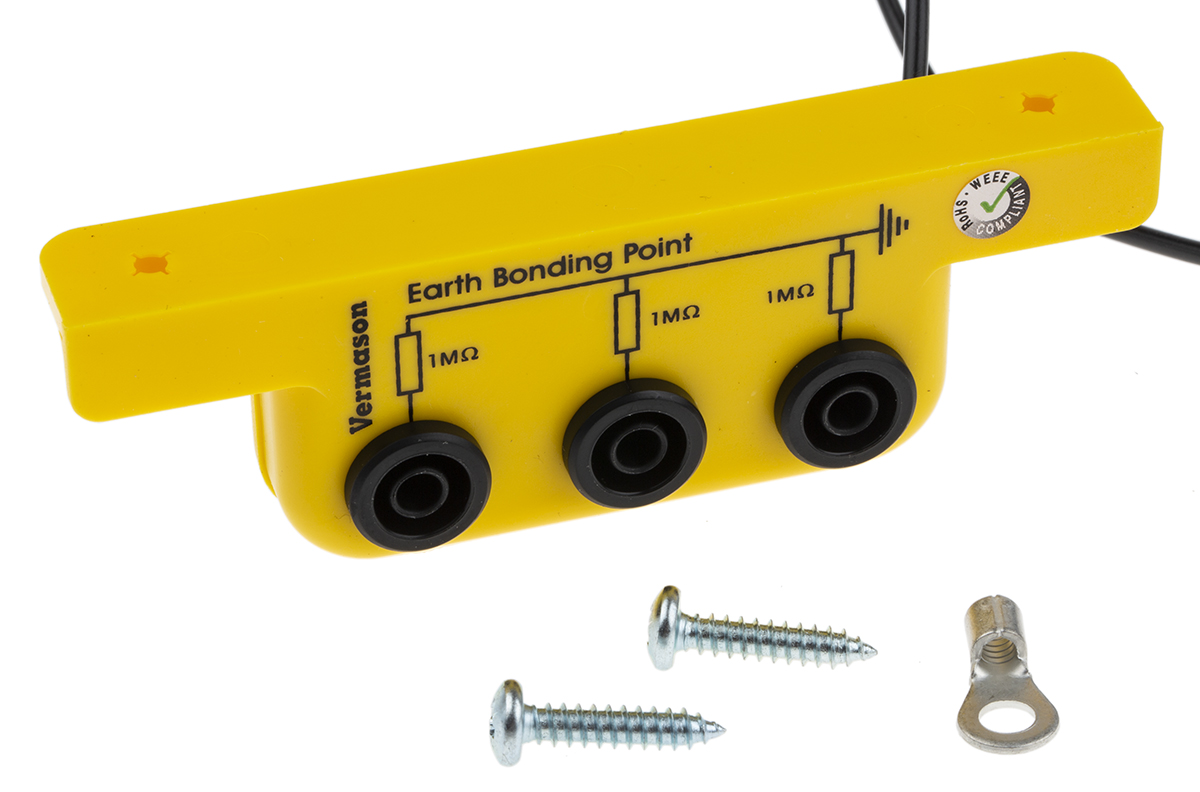 RS PRO ESD Earth Bonding Bracket With 4 mm Banana Stud x 3