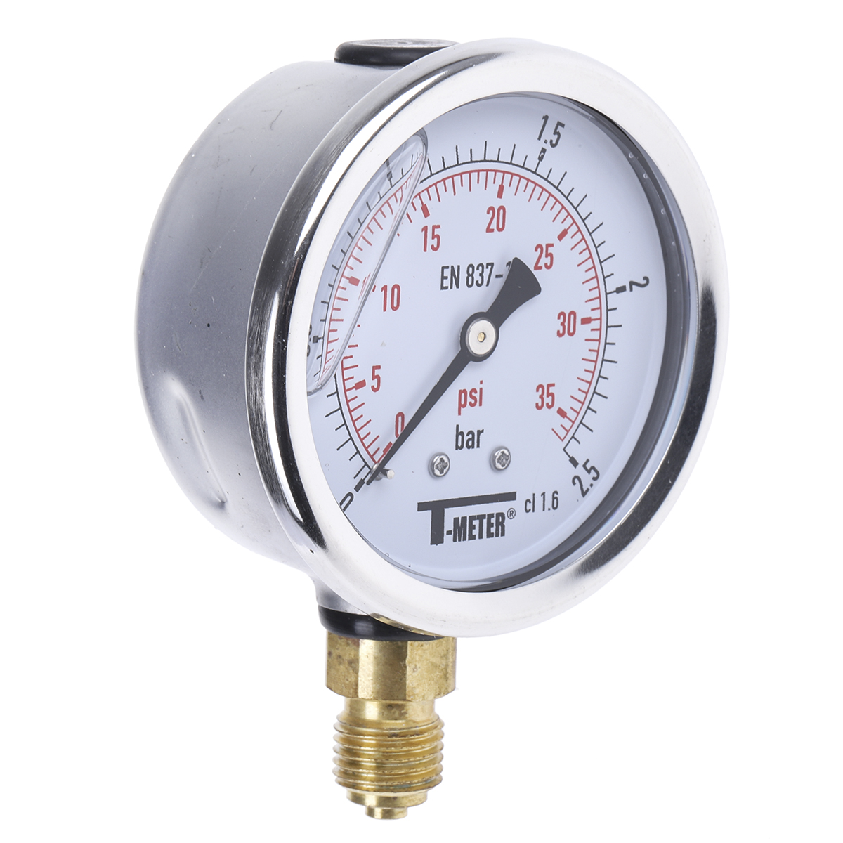Sferaco G 1/4 Analogue Pressure Gauge 2.5bar Bottom Entry 63mm Outside Diameter, UKAS