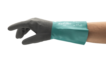 Ansell AphaTec 58-430 Green Nitrile Work Gloves, Size 10, Nitrile Coating
