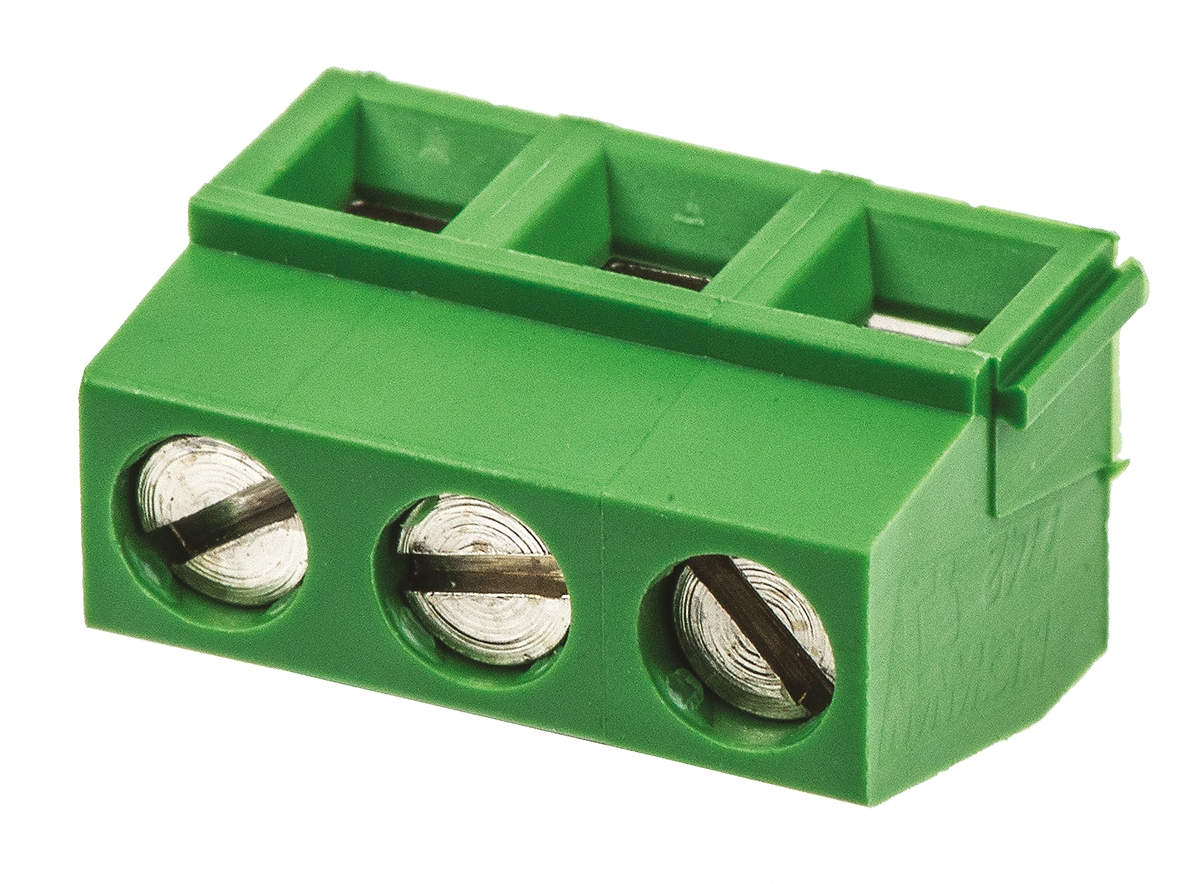 TE Connectivity Buchanan Series PCB Terminal Strip, 3-Contact, 5mm Pitch, Through Hole Mount, 1-Row, Screw Termination