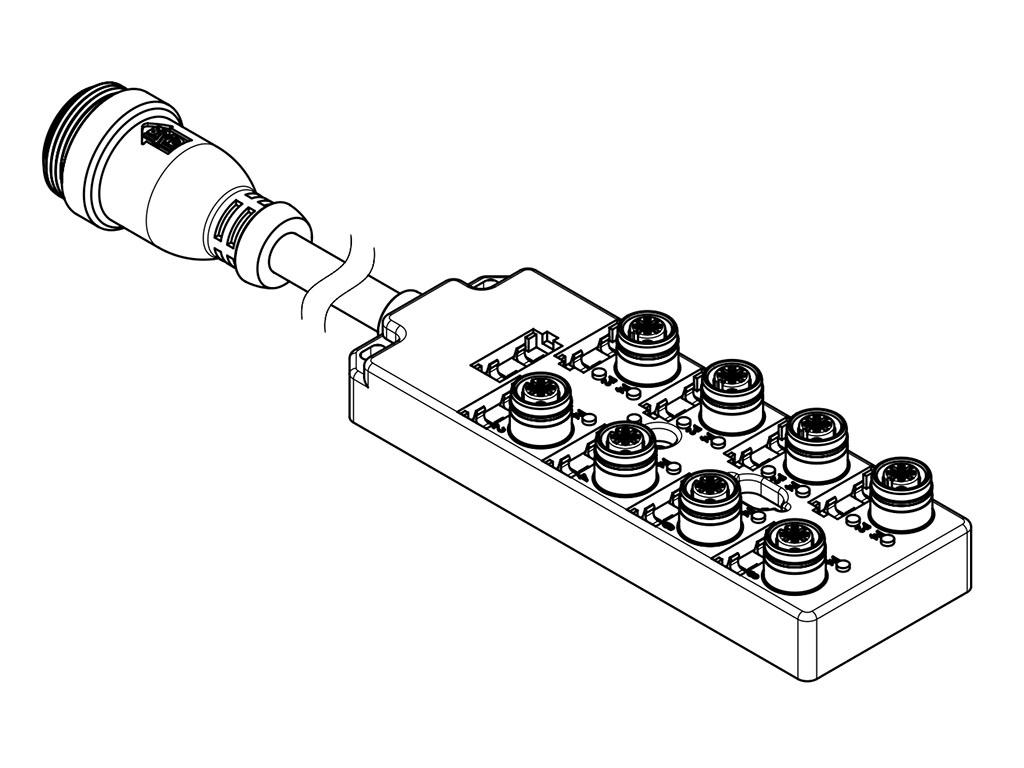 Brad from Molex 120119 Series Sensor Box, 1m cable, 5 way