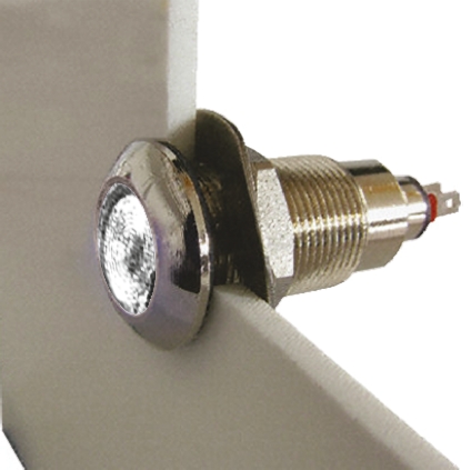 Marl White Panel Mount Indicator, 12 → 28V, 12.7mm Mounting Hole Size, Solder Tab Termination, IP67