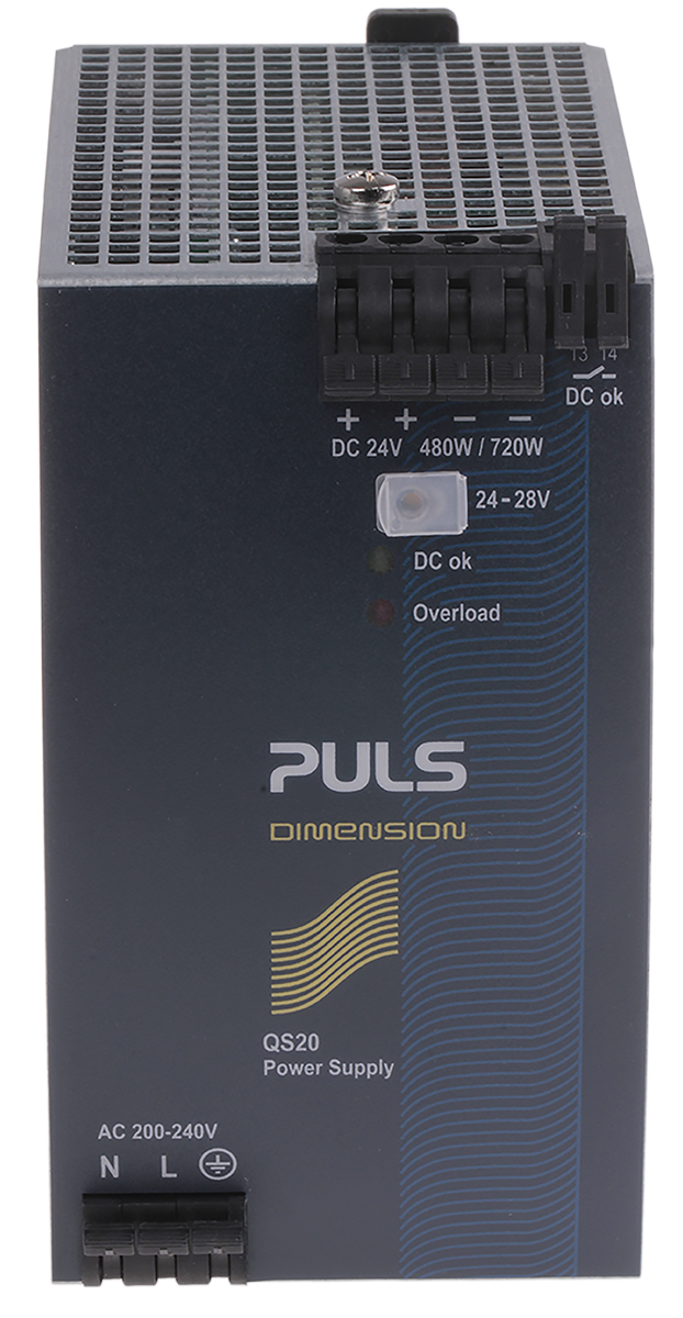 PULS DIMENSION Q DIN Rail Power Supply, 200 → 240V ac ac Input, 24V dc dc Output, 20A Output, 480W