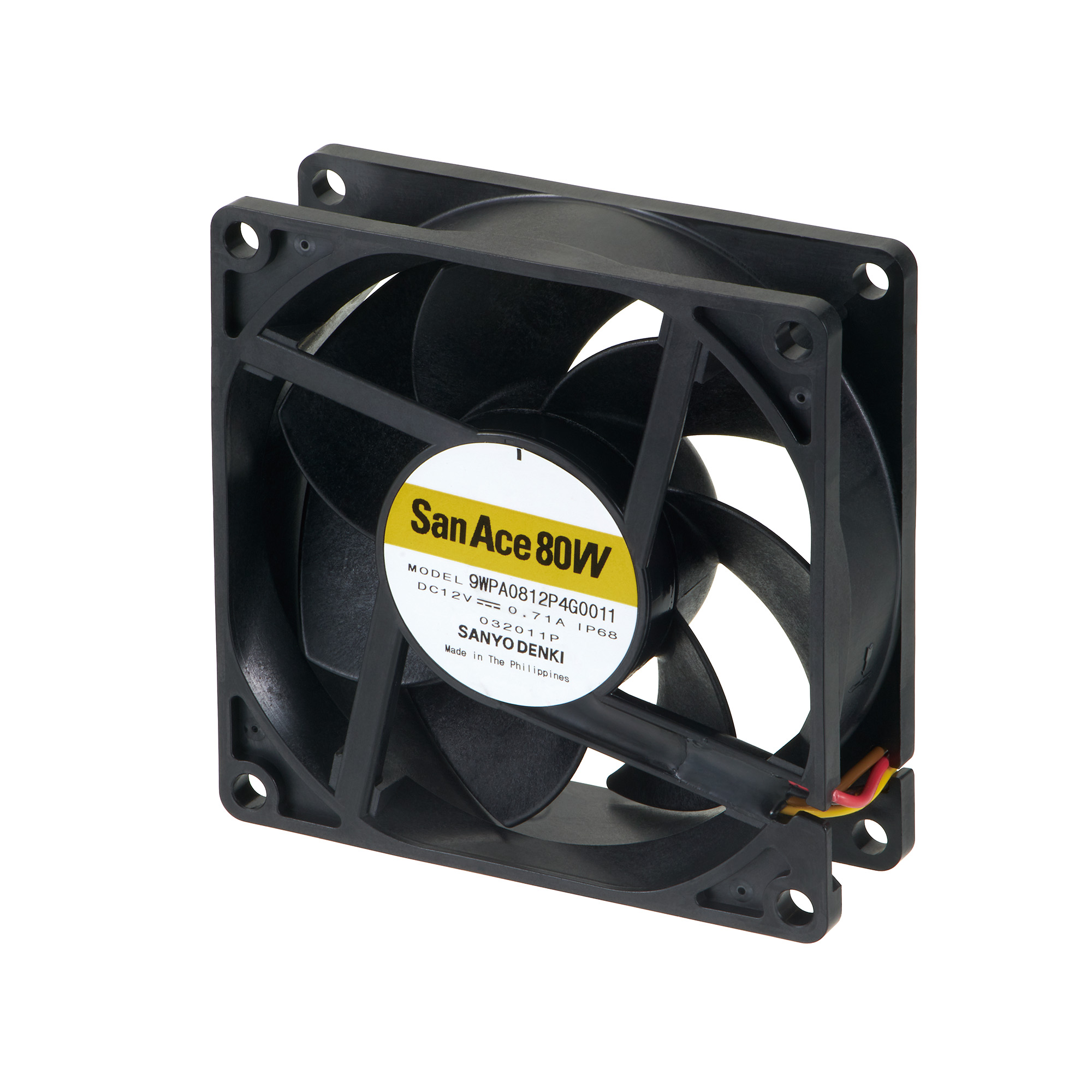 Sanyo Denki Axial Fan, 12 V dc, DC Operation, 81.9cfm, 8.52W, 710mA Max, IP68, 80 x 80 x 25mm