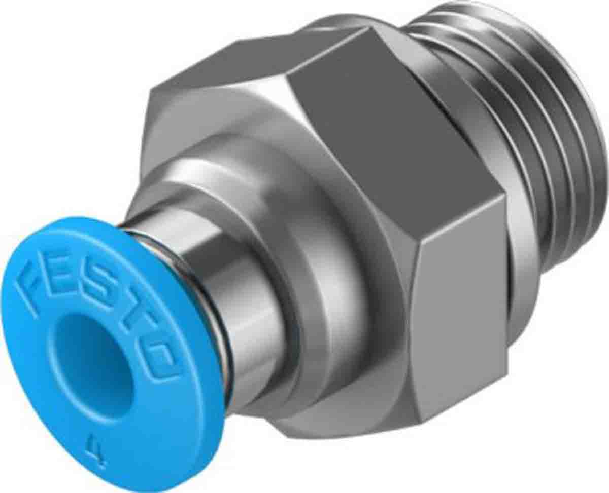Festo Straight Threaded Adaptor, G 1/8 Male to Push In 4 mm, Threaded-to-Tube Connection Style, 132036