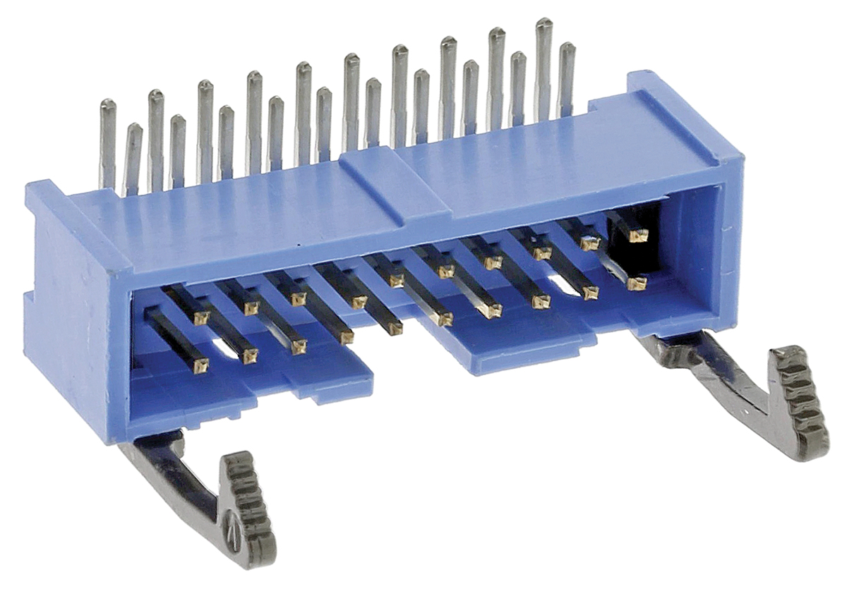 TE Connectivity AMP-LATCH Series Right Angle Through Hole PCB Header, 20 Contact(s), 2.54 mm Pitch, 2 Row, Shrouded