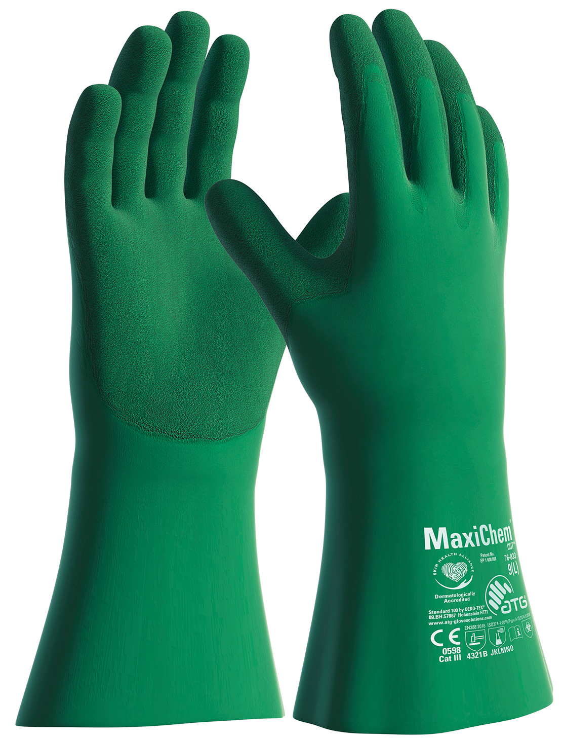 ATG Green Work Gloves 350 mm Liquid Proof