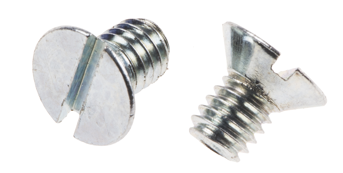 RS PRO Slot M4 Countersunk Steel Machine Screws DIN 963 x 6.0mm