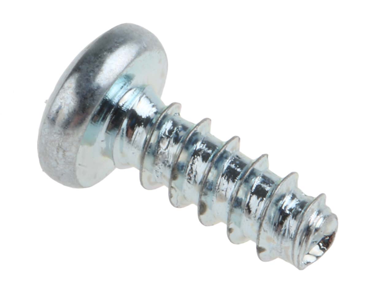 RS PRO Bright Zinc Plated Steel Pan Head Thread Forming Screw, N°6 x 3/8in Long 9mm Long