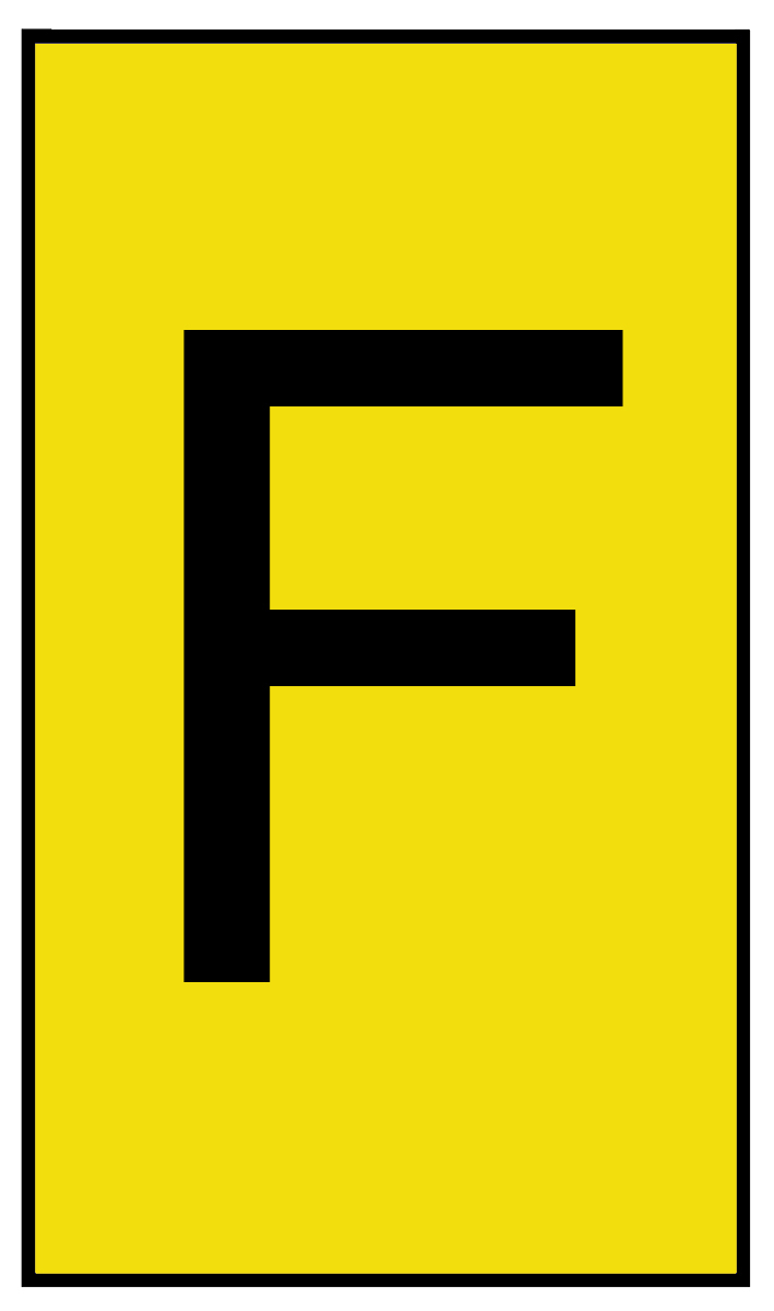 HellermannTyton Ovalgrip Slide On Cable Markers, Black on Yellow, Pre-printed "F", 1.7 → 3.6mm Cable, 901-10659