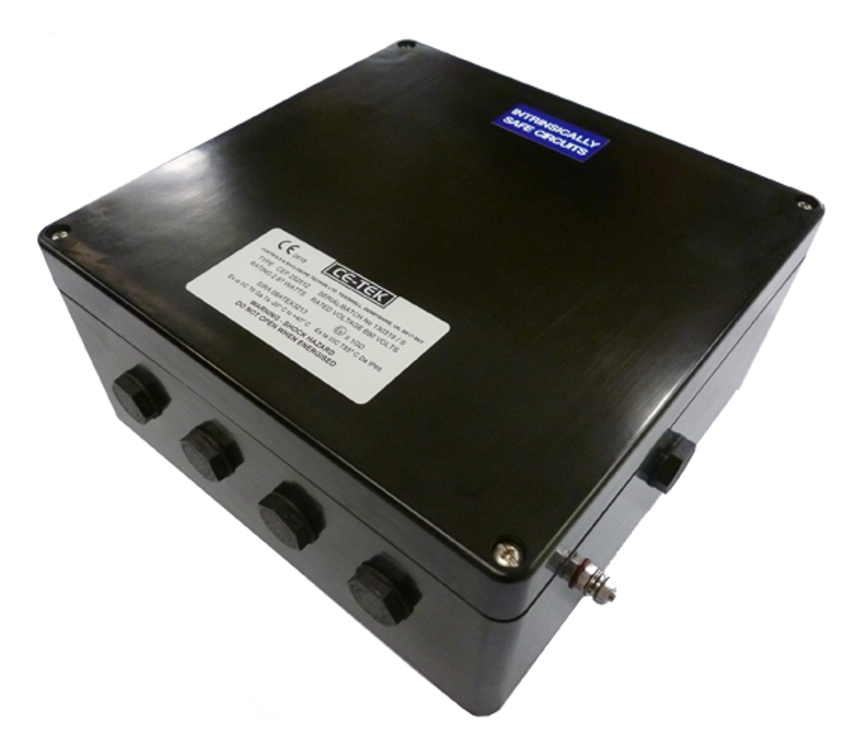 CE-TEK CEP Series Black Polyester Junction Box, IP66, 40 Terminals, ATEX, 250 x 120 x 255mm