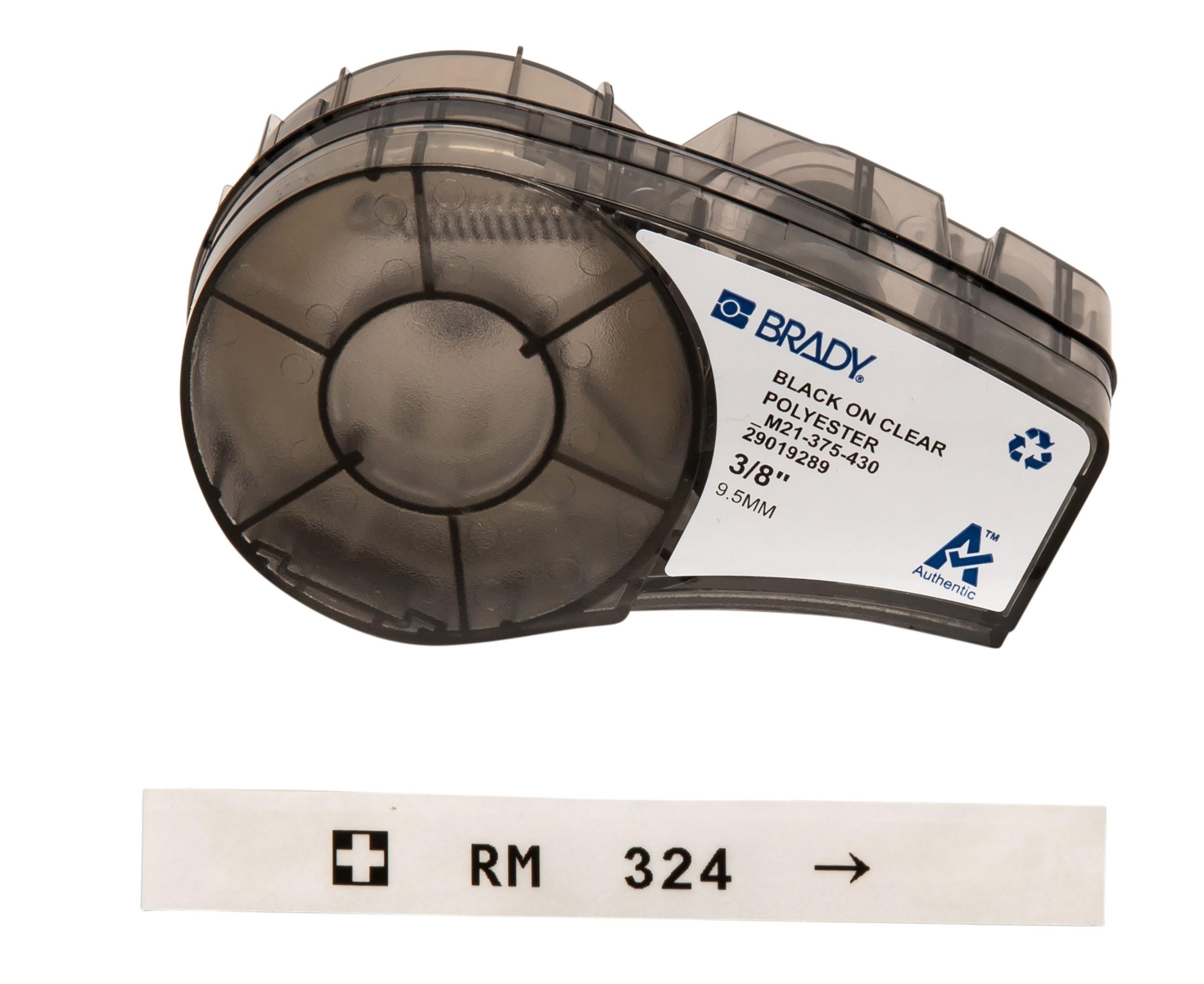 Brady B-430 Black on Black on Transparent Label Printer Tape, 6.4 m Length, 9.53 mm Width
