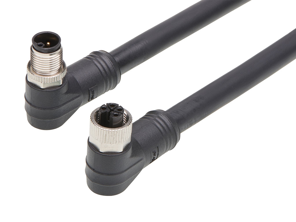 Brad from Molex Cordset, 4 Contacts, Cable, M12 Connector, Plug, Socket, Female/Male, IP67, 120501 Series