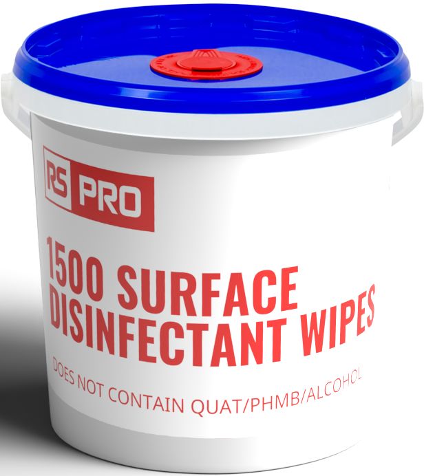 RS PRO P1318 Wet Disinfectant Wipes, Bucket of 1500