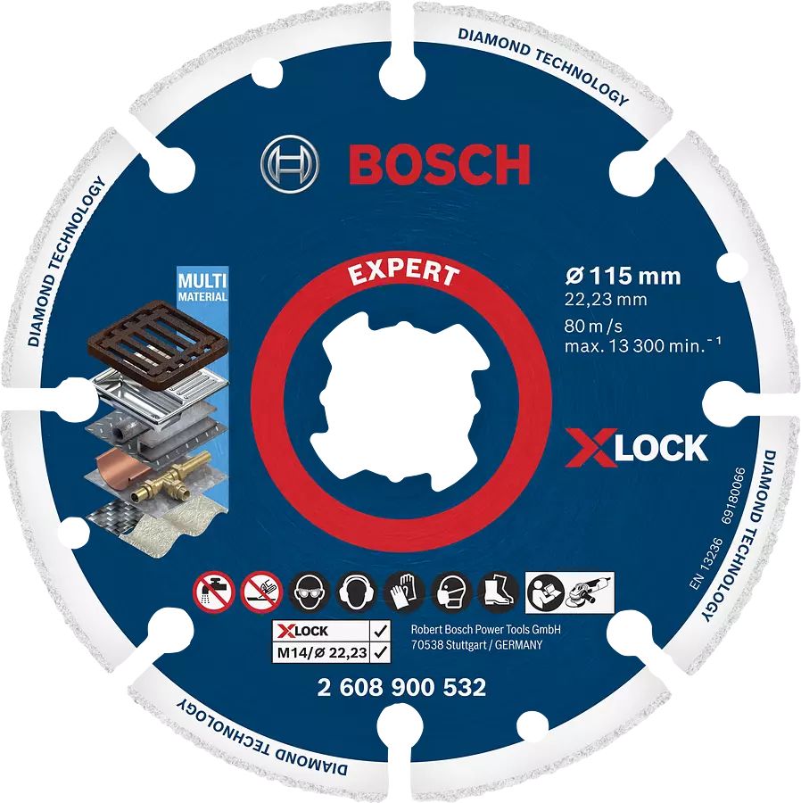 Bosch X-Lock Diamond Cutting Disc, 115mm x 3mm Thick, 1 in pack
