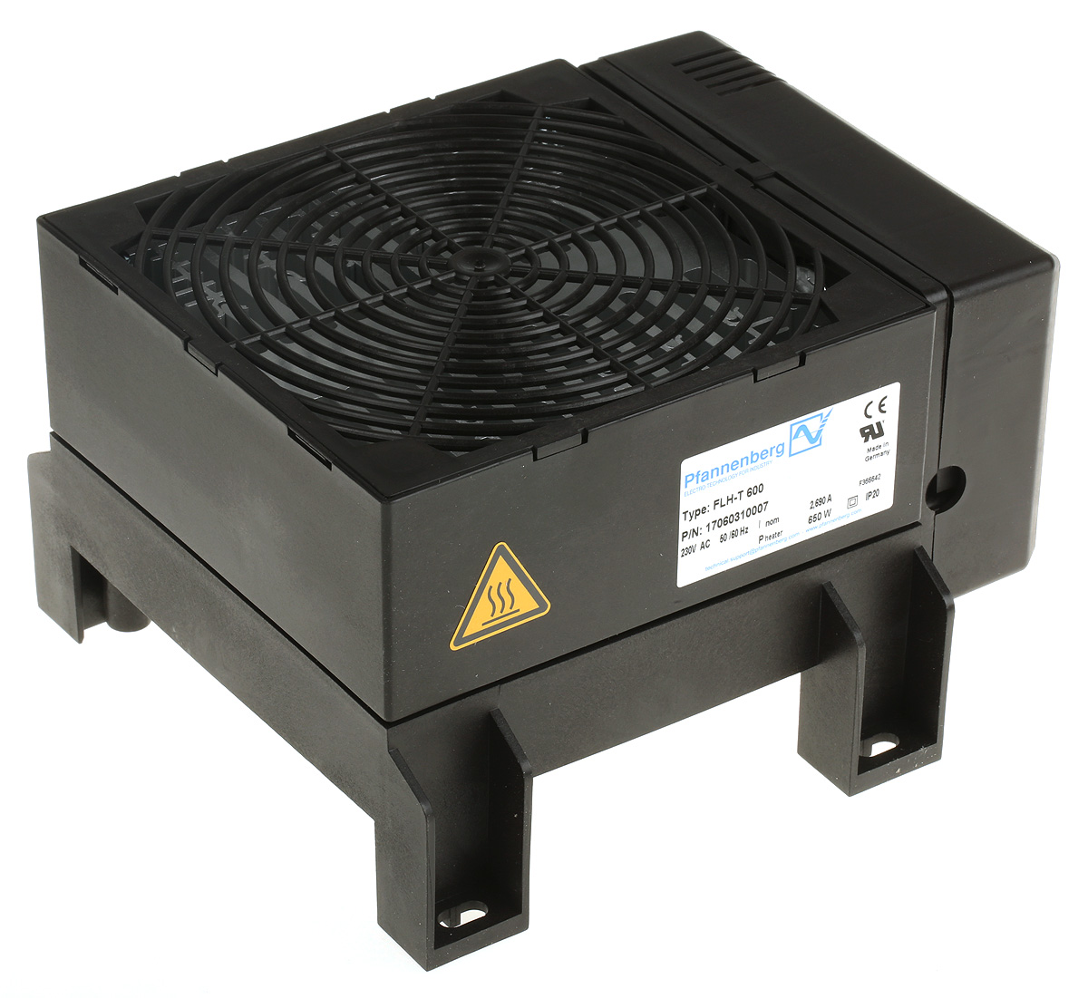Pfannenberg Enclosure Heater, 230V ac, 600W Output, 650W Input, 40°C, 100mm x 150mm x 164mm