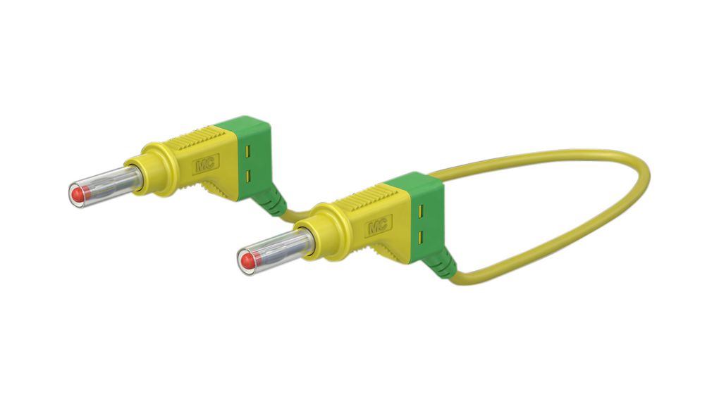 Staubli Test lead, 32A, 600V, Green/Yellow, 150cm Lead Length
