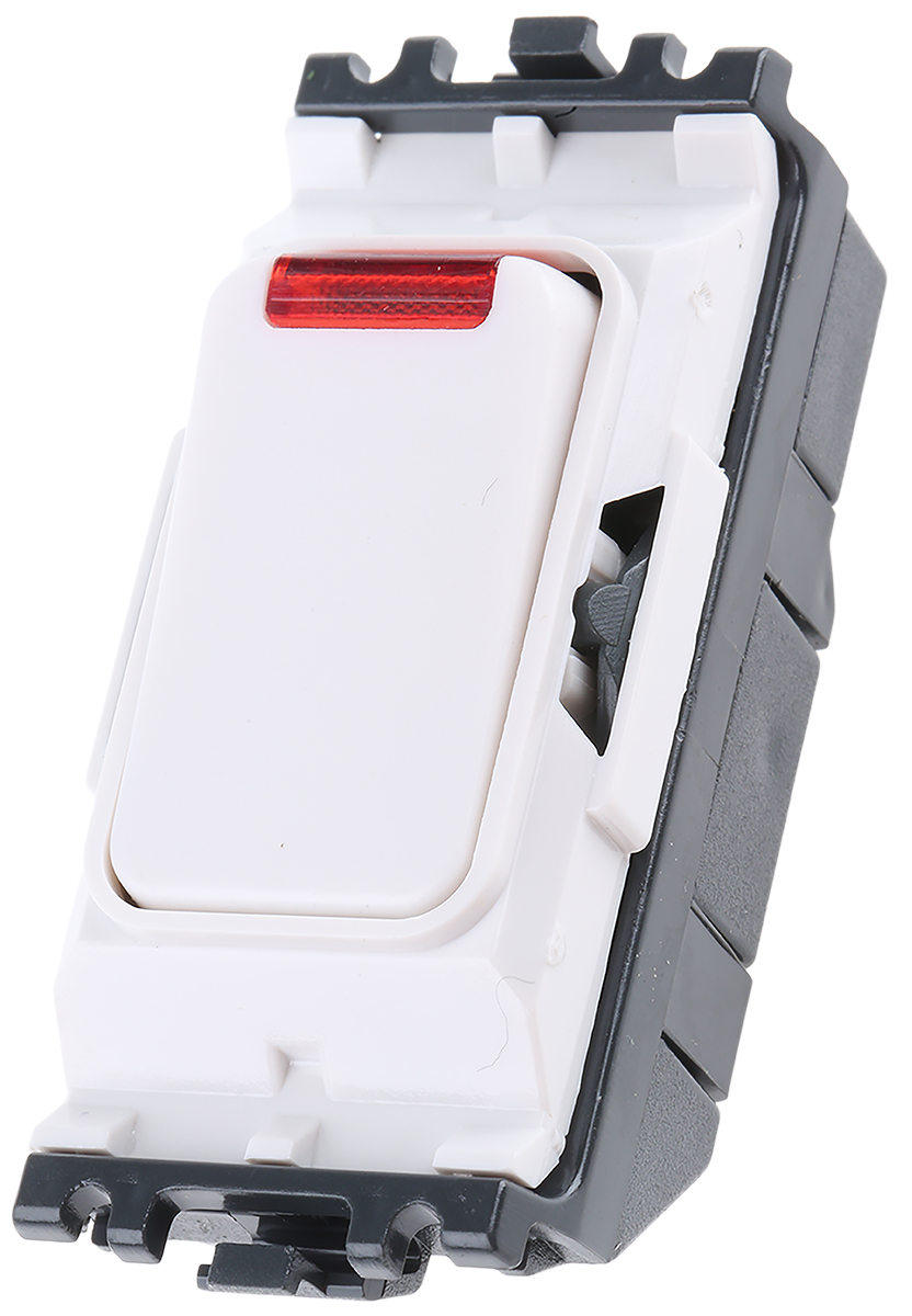 MK Electric 1 Way White Rocker Switch Grid Module 20A, Grid Plus Series