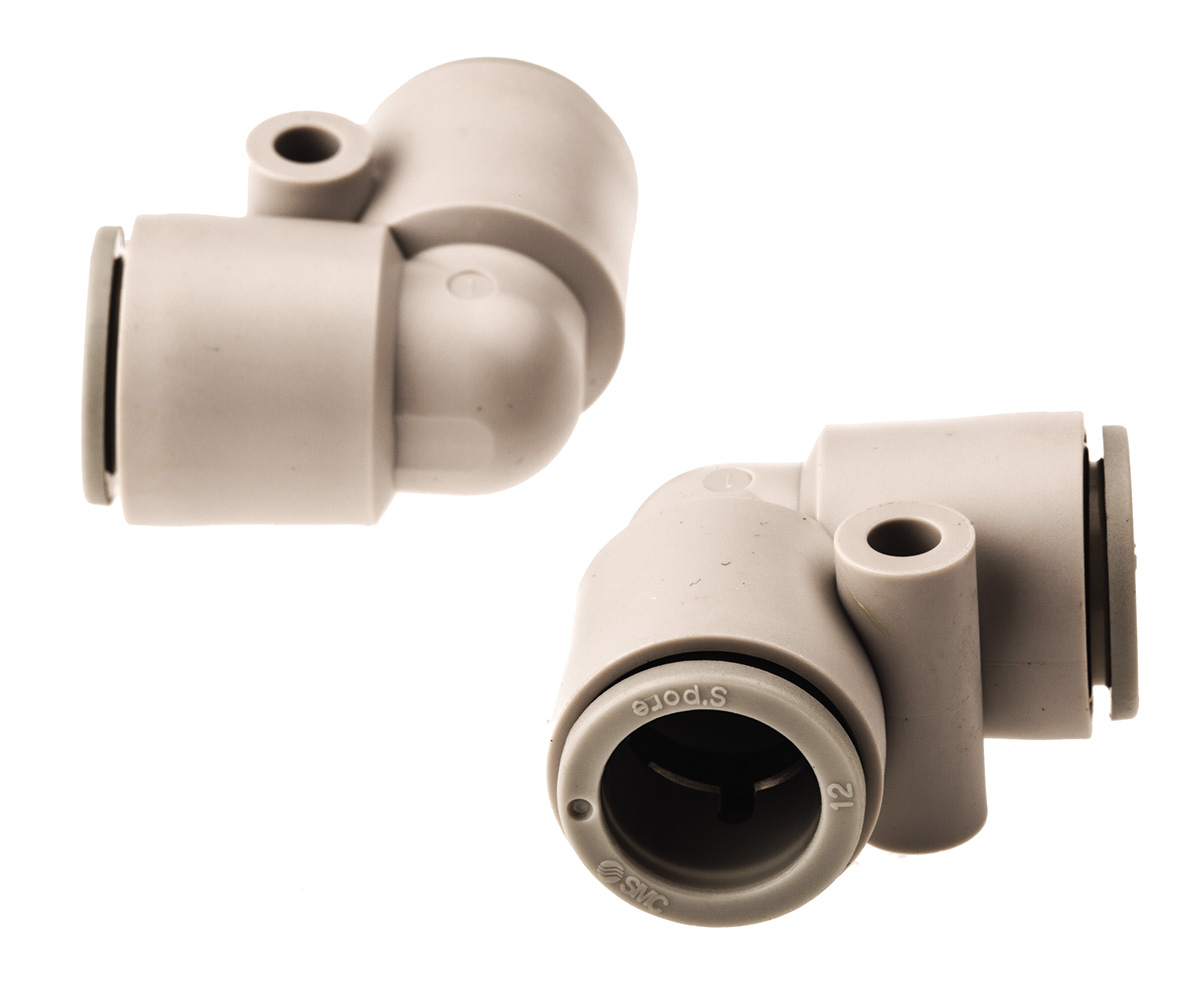 SMC KQ2 Series Elbow Tube-toTube Adaptor, Push In 12 mm to Push In 10 mm, Tube-to-Tube Connection Style