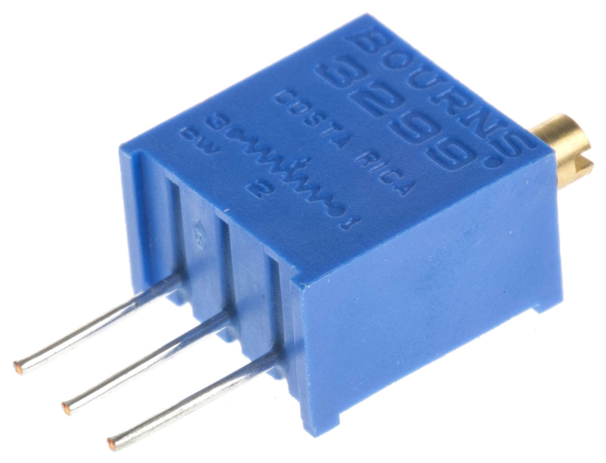 100kΩ, Through Hole Trimmer Potentiometer 0.5W Top Adjust Bourns, 3299