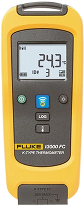 Fluke T3000 FC Wired Digital Thermometer for Industrial Use, K Probe, 1 Input(s), +1372°C Max, ±0.5% + 0.3 °C Accuracy
