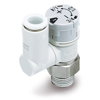 SMC AS-FSA Series Threaded Speed Controller, R 1/8 Male Inlet Port x 6mm Tube Outlet Port, AS2301FS-01-06SA