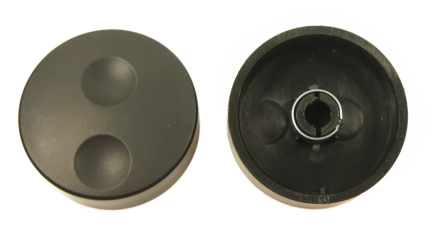 RS PRO 39.6mm Black Potentiometer Knob for 6mm Shaft Splined