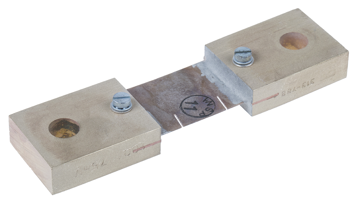 HOBUT Brass-Ended Shunt, 100 A Max, 75mV Output, ±1 % Accuracy