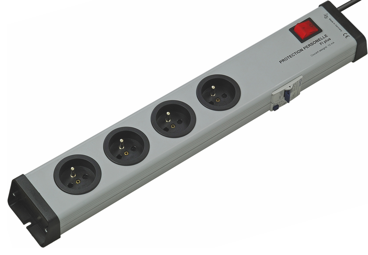 Bodo Ehmann Type E - French 4 Gang Power Distribution Unit, 1.5m Cable, 16A, 250 V, RCD Protected