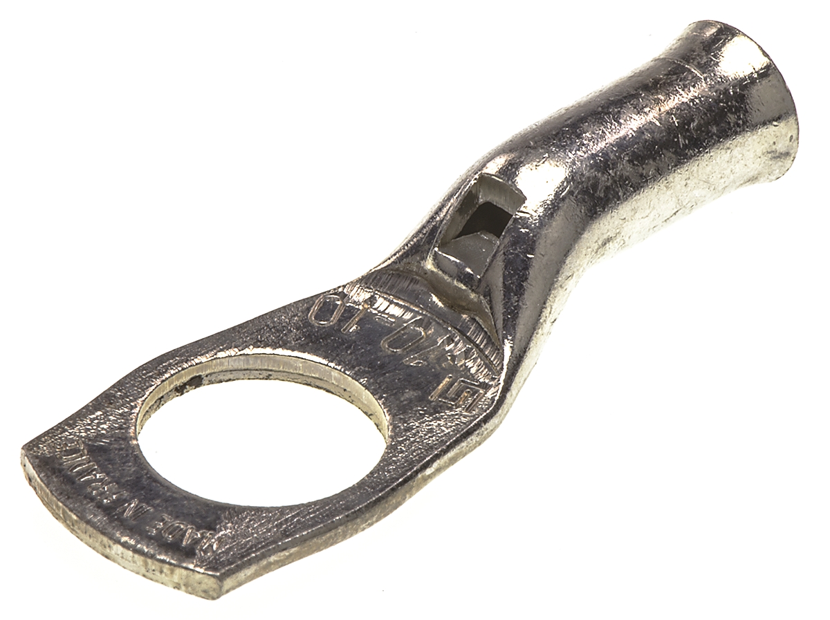 TE Connectivity, XCT Uninsulated Ring Terminal, 10mm Stud Size, 10mm² to 10mm² Wire Size