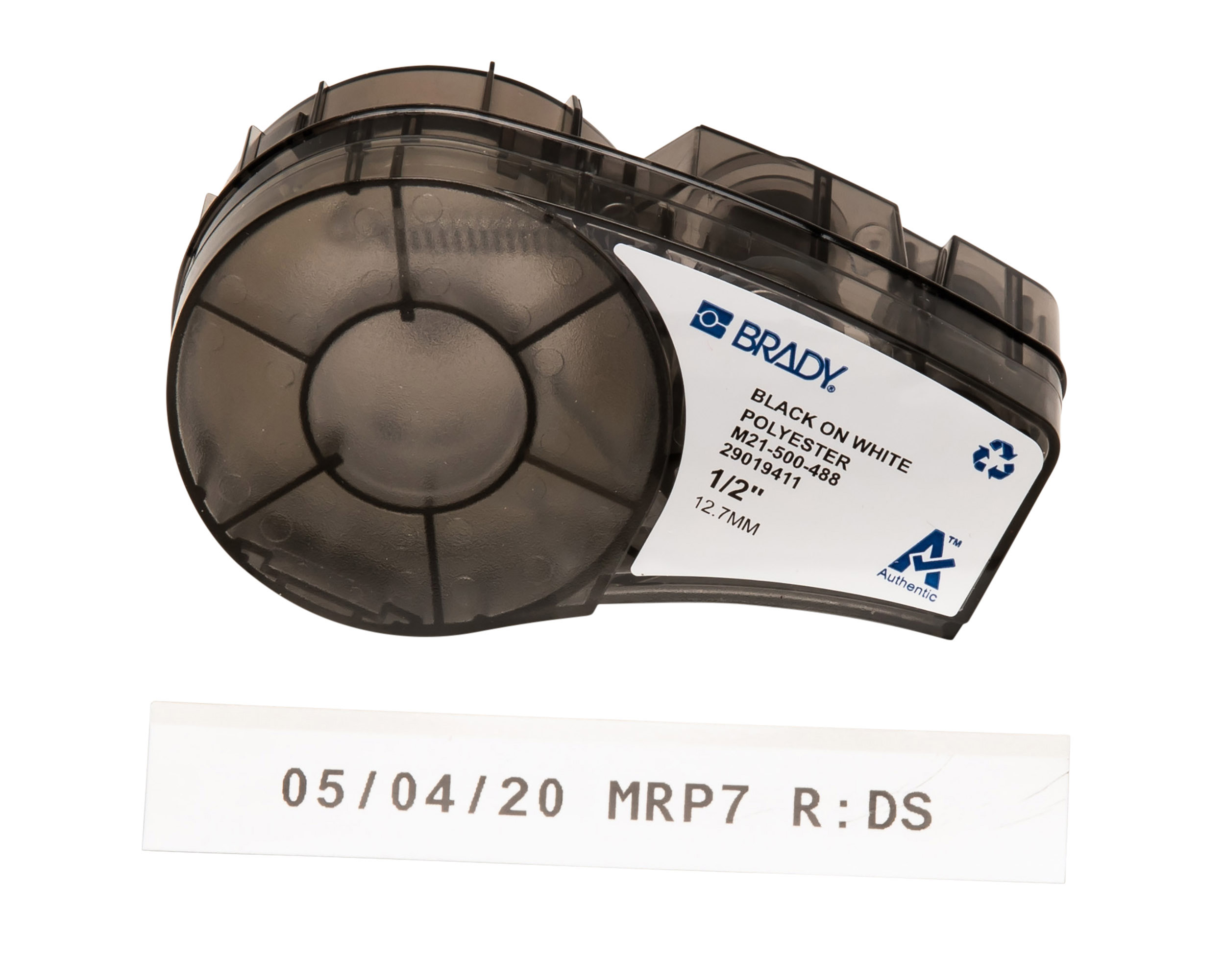 Brady B-488 Black on Black on White Label Printer Tape, 6.4 m Length, 12.70 mm Width