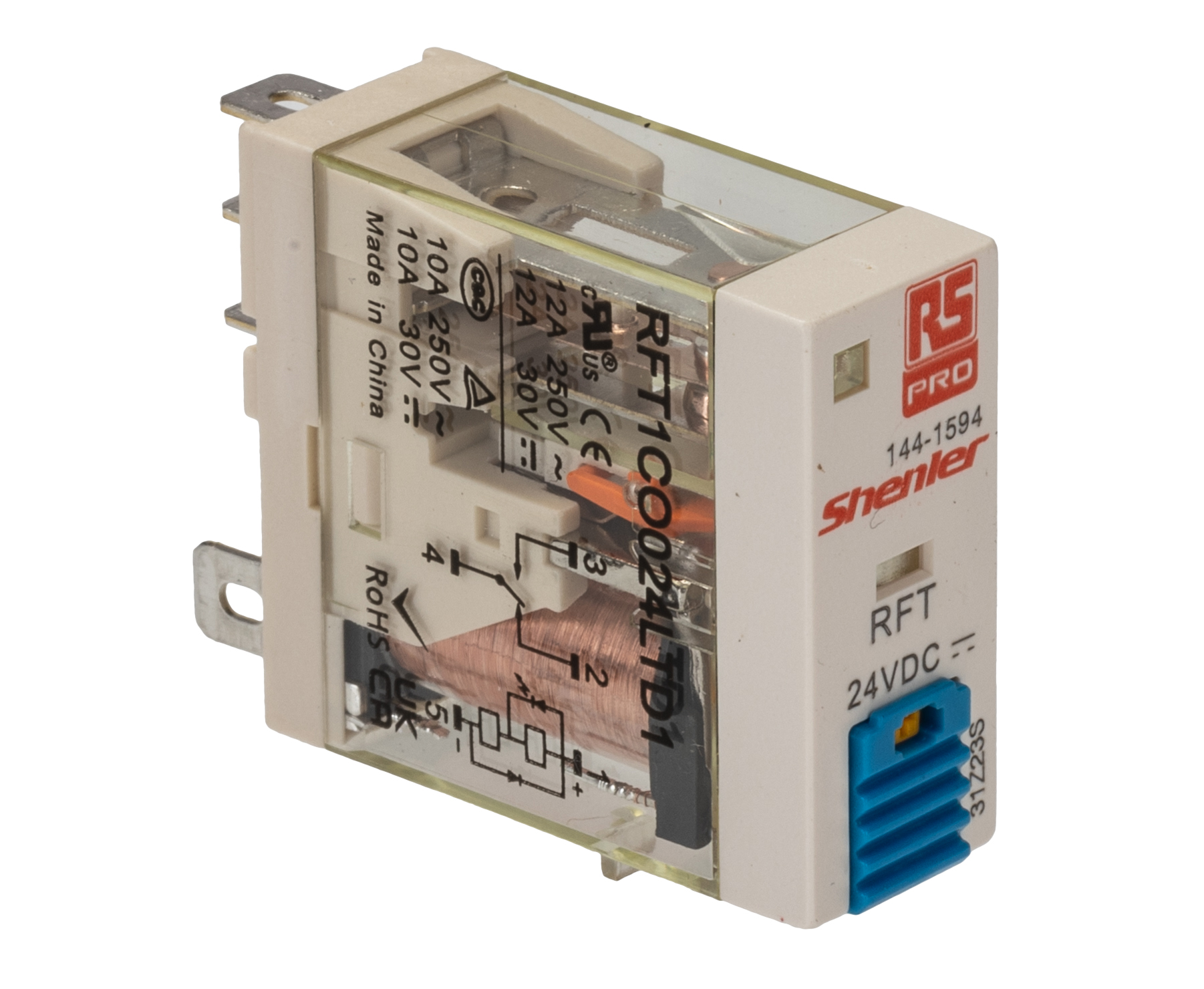 RS PRO Plug In Power Relay, 24V dc Coil, 10A Switching Current, SPDT