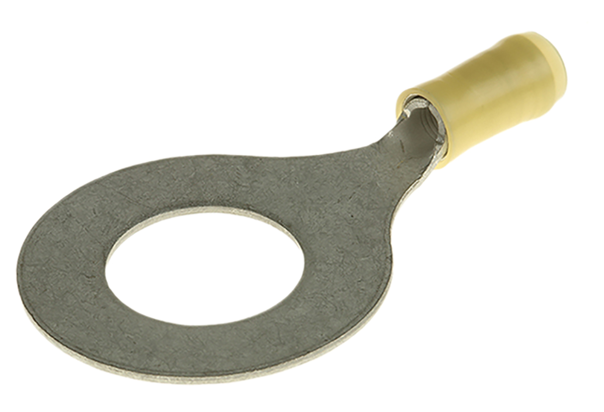 TE Connectivity, PIDG Insulated Ring Terminal, M16 (5/8) Stud Size, 2.6mm² to 6.6mm² Wire Size, Yellow