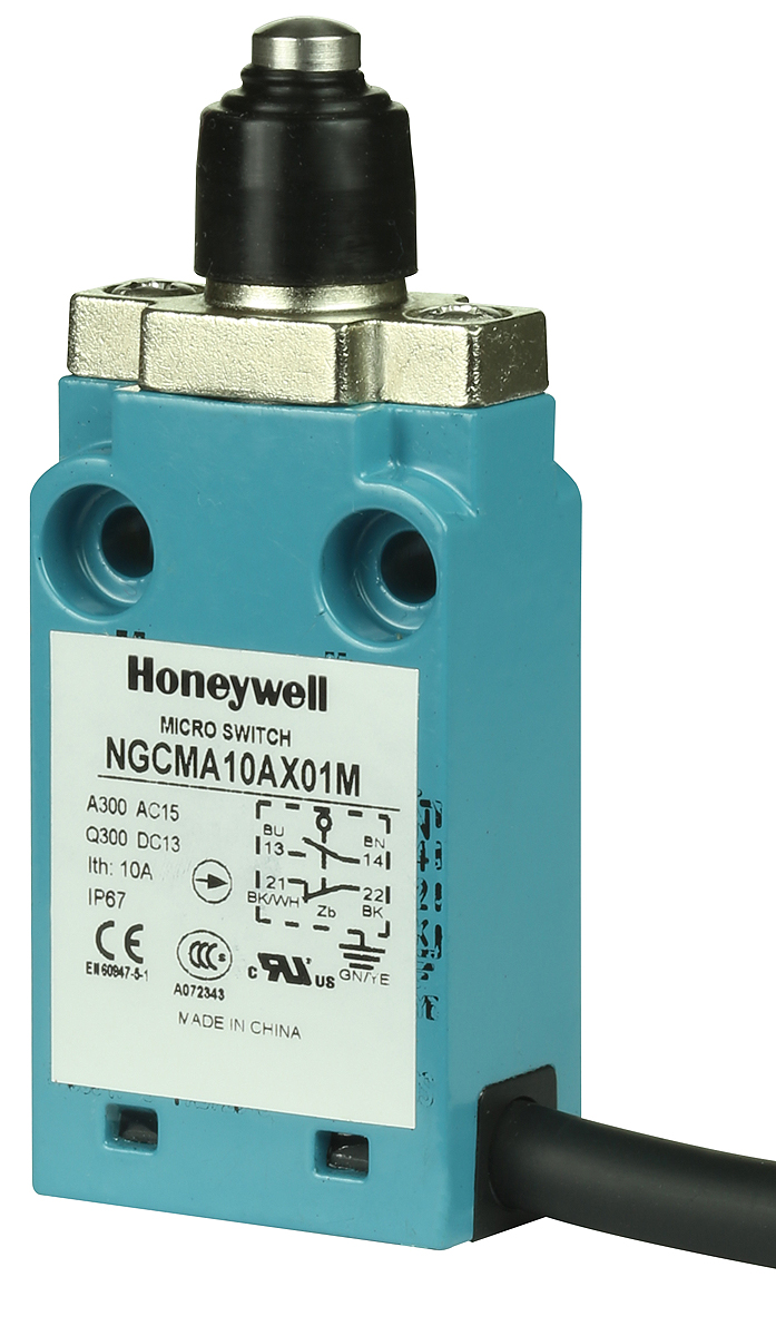 Honeywell NGC Series Plunger Limit Switch, NO/NC, IP67, SPDT, Metal Housing, 240V ac Max, 120 V ac 6 A, 125 V dc 550mA
