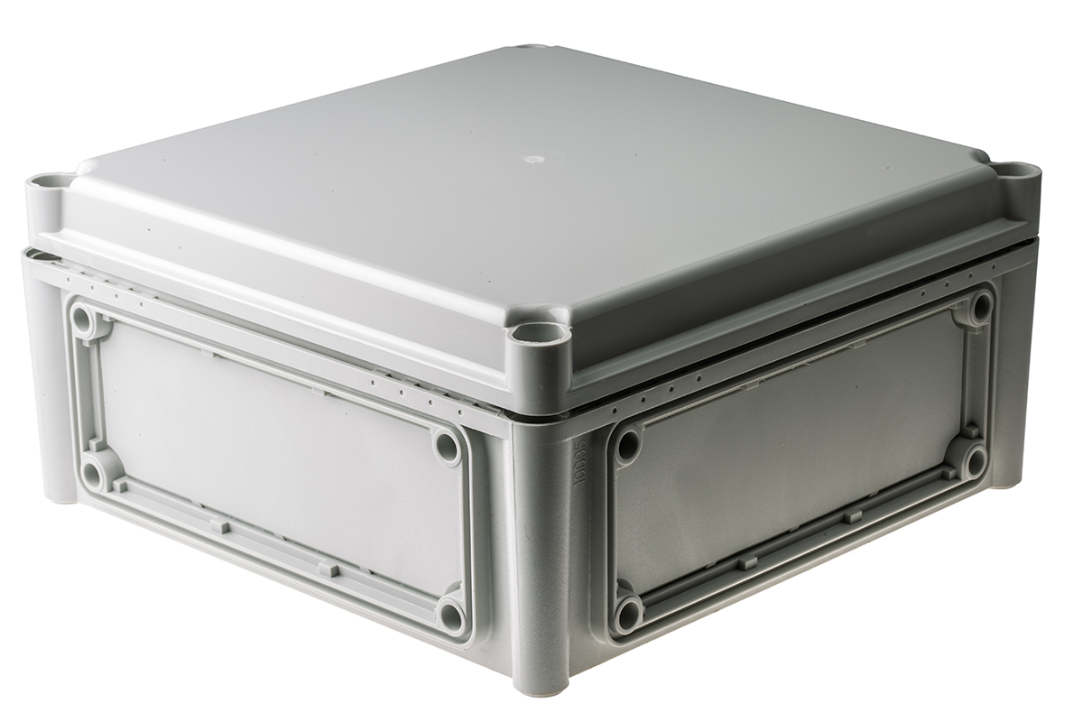 Fibox EK Series Grey Polycarbonate Enclosure, IP66, IP67, Flanged, Grey Lid, 280 x 280 x 130mm
