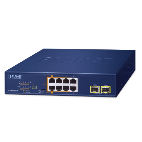 Planet GSD-1022UP, Unmanaged 8 Port Network Switch With PoE RJ-45
