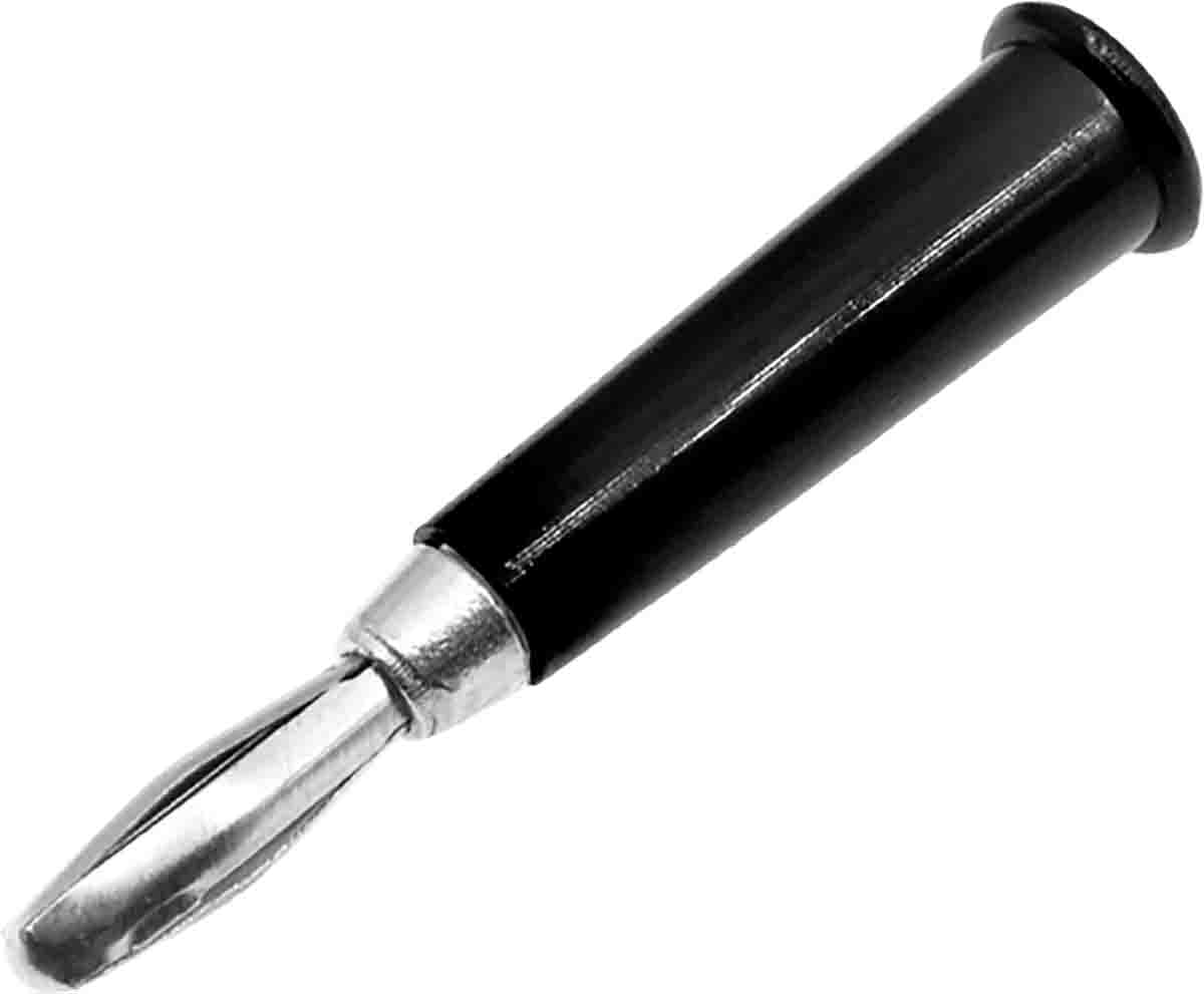 RS PRO Black Male Banana Plug, 4 mm Connector, 19A, 30V, Nickel Plating