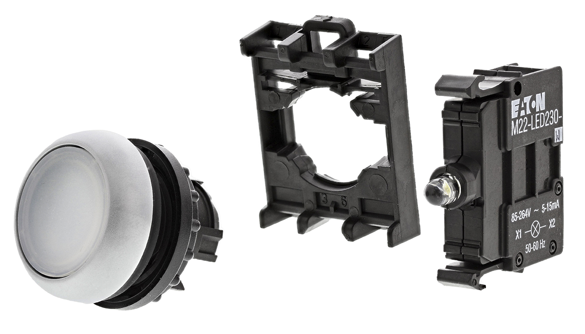 Eaton RMQ Titan M22 Series White Illuminated Momentary Push Button Head, 22mm Cutout, IP69K