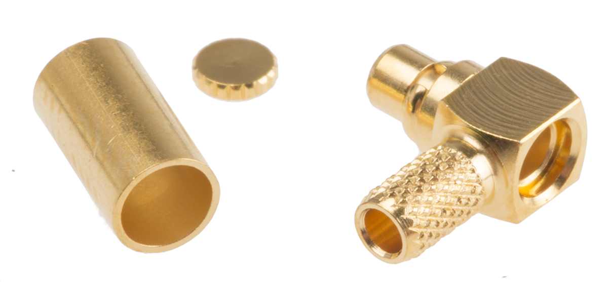 Telegartner, Plug Cable Mount MMCX Connector, 50Ω, Crimp Termination, Right Angle Body