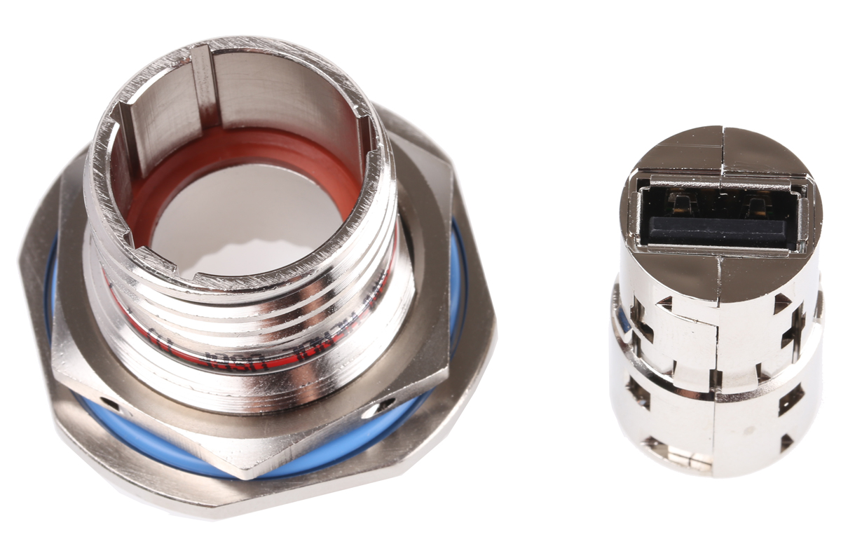 Amphenol Socapex Straight, Jam Nut, Socket- Single Port Type A 2.0 IP68 USB Connector