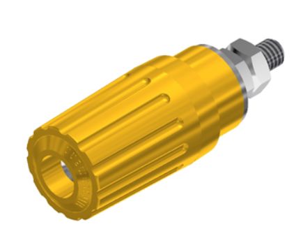 Hirschmann Test & Measurement 35A, Yellow Binding Post With Brass Contacts and Nickel Plated - 15mm Hole Diameter