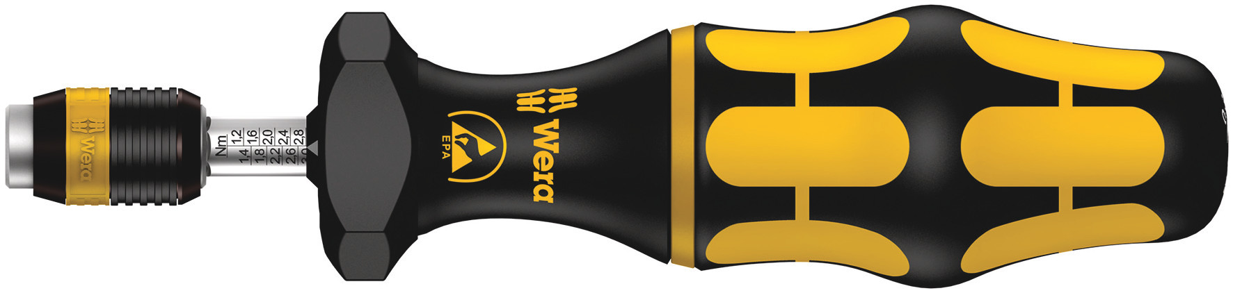 Wera Adjustable Hex Torque Screwdriver, 2.5 → 11.5lb/in, 1/4 in Drive, ESD Safe, ±6 % Accuracy