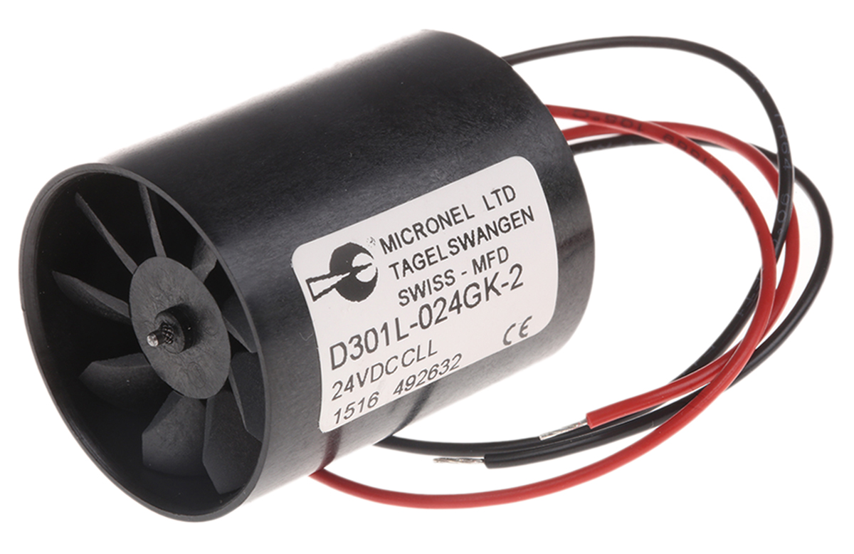 Micronel D300L Series Axial Fan, 24 V dc, DC Operation, 8.76m³/h, 530mW, 27mA Max, 30 x 36mm
